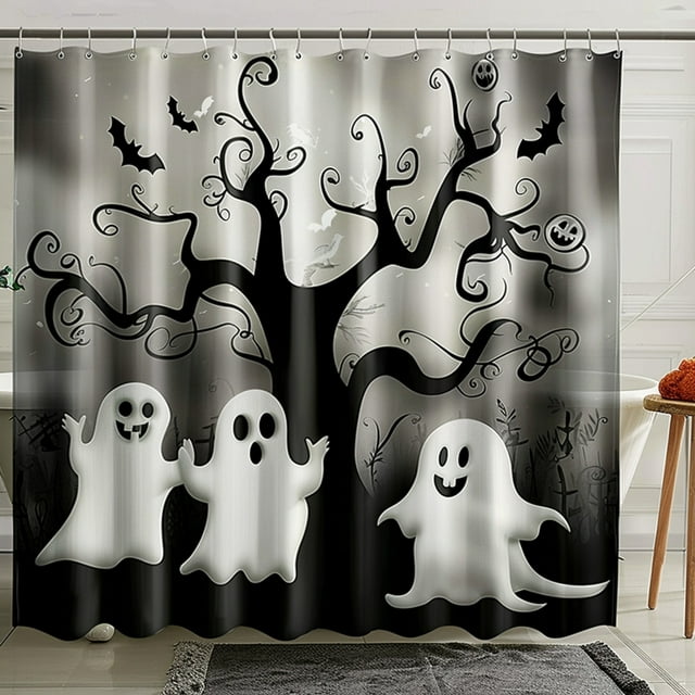 Spook up your bathroom with our Halloween Ghost Family Shower Curtain a ...