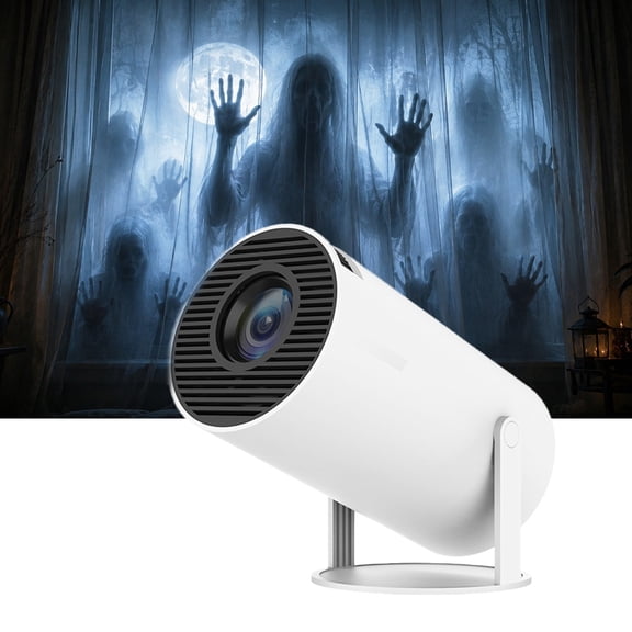 Spookcast ProjectorDual Wifi & Bluetooth 5.2, Built-In Speake4k Support, Auto Keystone, 180 Degree Rotation, Suitable For Haunted House Decor