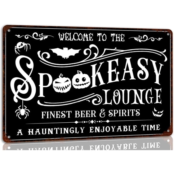 Spookeasy Horror Lounge Metal Aluminum Sign Halloween Indoor Outdoor Decoration Bar Home Kitchen Farmhouse Vintage Wall Decor Retro Poster8x12 inch