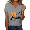 thumbnail image 1 of Spooked Horse Shirt Halloween Horse Shirts Spooky Season Short Sleeve Casual V Neck Tee Top Horses Lover Gifts, 1 of 6