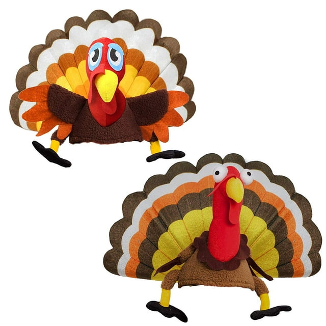 Spooktacular 2 Pack Thanksgiving Turkey Hats Turkey Cap for Thanksgiving Night Event Dress-up Party Role Play Carnival Cosplay Costume Accessories Multi-colores