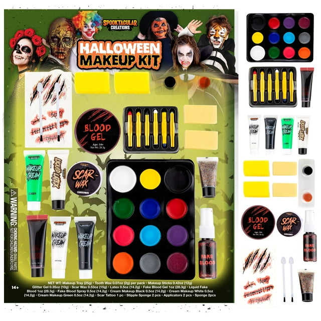 Spooktacular Creations 25 PCS Halloween Family Makeup Kit, 12 Color ...
