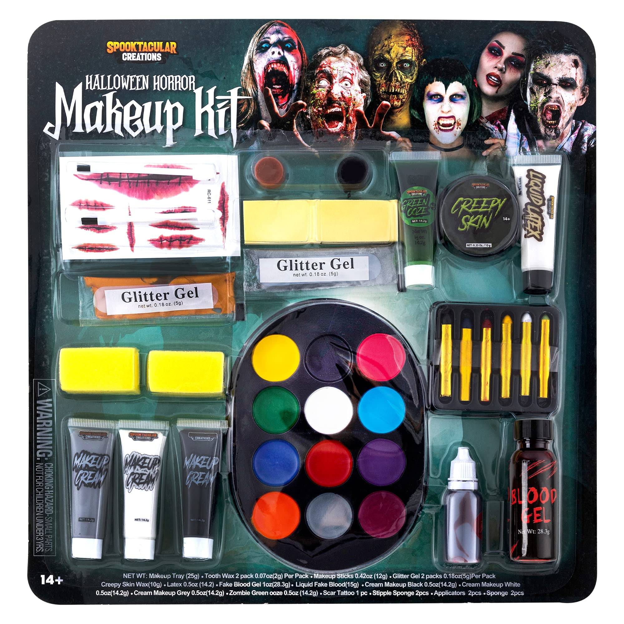 Spooktacular Creations 26 Pcs Halloween Family Makeup Kit, Zombie Make
