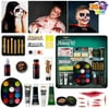 Joyfy 26 Pcs Halloween Makeup Kit,Halloween Family Makeup Set Face Painting Kit with with Zombie Green Ooze,Fake Blood Costume and More for Vampire Cosplay