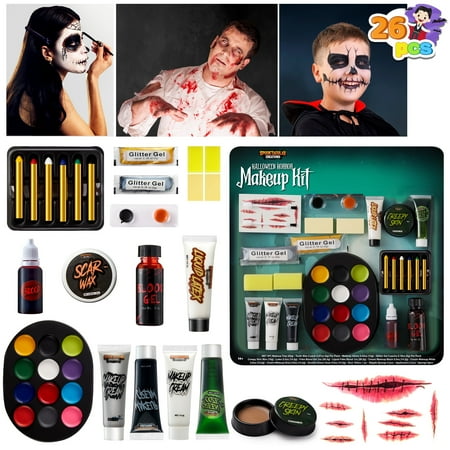 Spooktacular Creations 26 Pcs Halloween Makeup Kit,Halloween Family Makeup Set Face Painting Kit with with Zombie Green Ooze,Fake Blood Costume and More for Vampire Cosplay