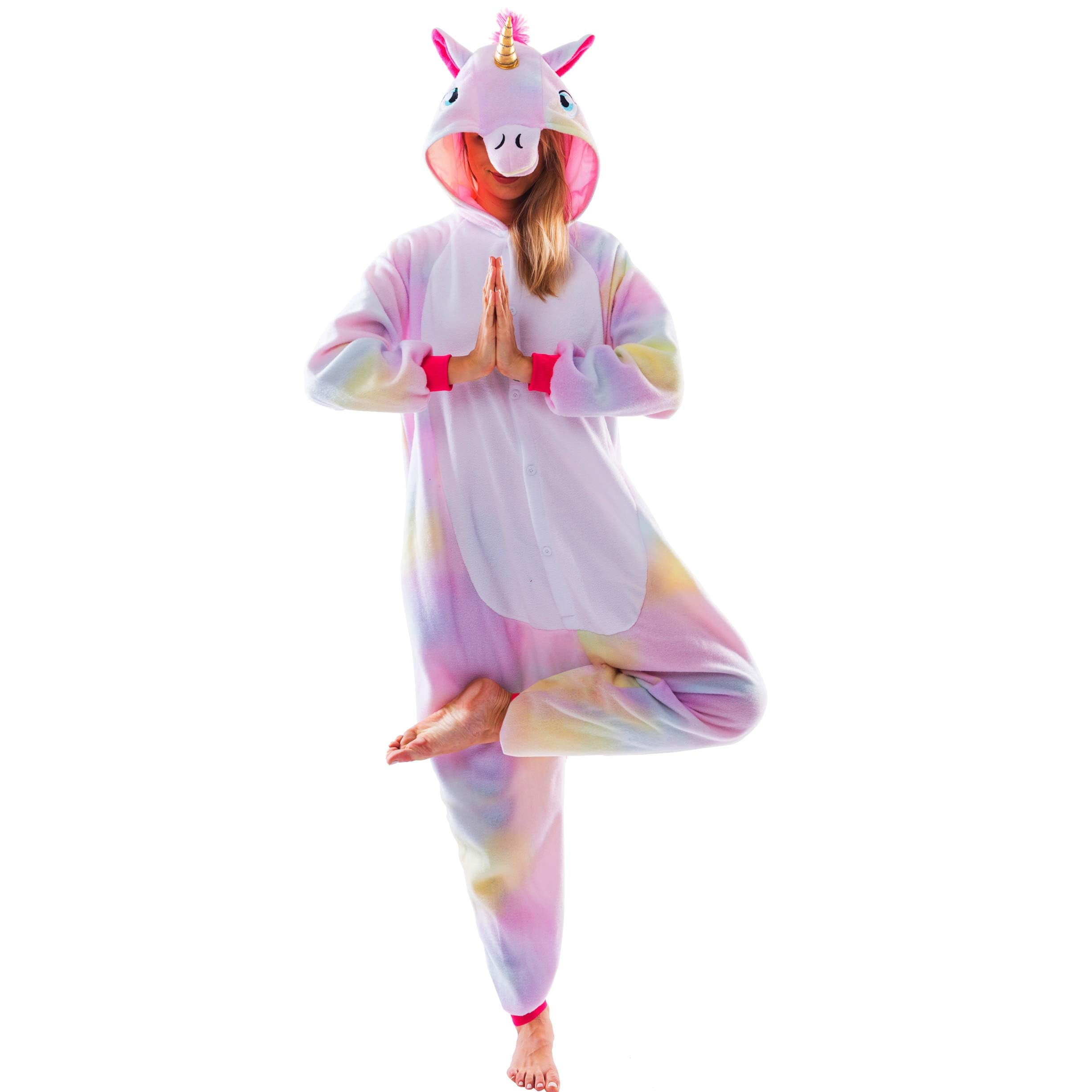 Spooktacular Creations Adult Unicorn Costume Pajama Unisex Plush jumpsuit S