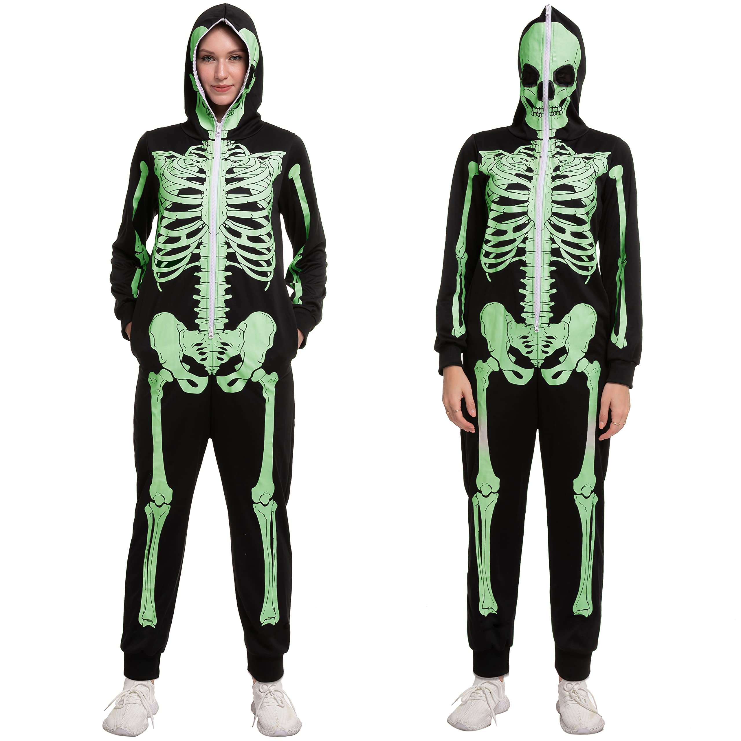 Spooktacular Creations Adult Women Men Skeleton Glow in the Dark Pajama ...