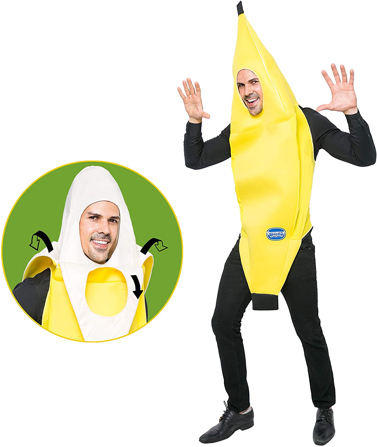 Spooktacular Creations Appealing Banana Costume Adult Set for Halloween Dress Up Party Roleplay Cosplay - image 1 of 5