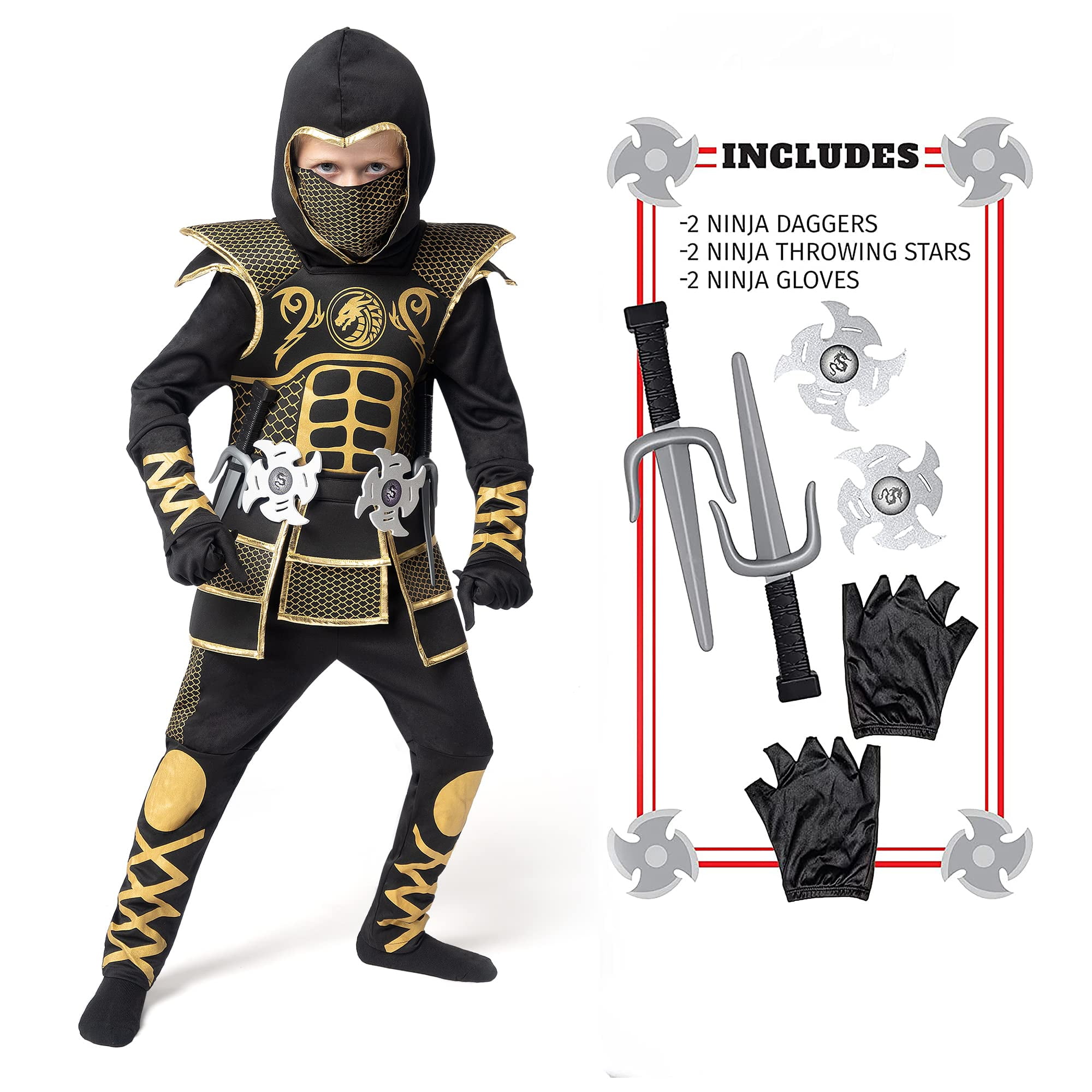 Spooktacular Creations Golden Ninja Deluxe Costume Set with Ninja Foam  Accessories Toys for Kids Kung Fu Outfit Halloween Ideas (Medium (8-10yr))  - Yahoo Shopping