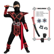 Spooktacular Creations Red Ninja Costume for Kids Halloween Dress Up Party Outfit Set, L