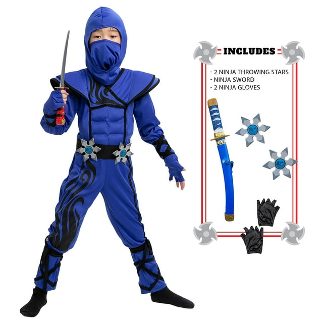 Spooktacular Creations Striking Blue Ninja Costume for Child Stealth Costume Halloween Kids Kung