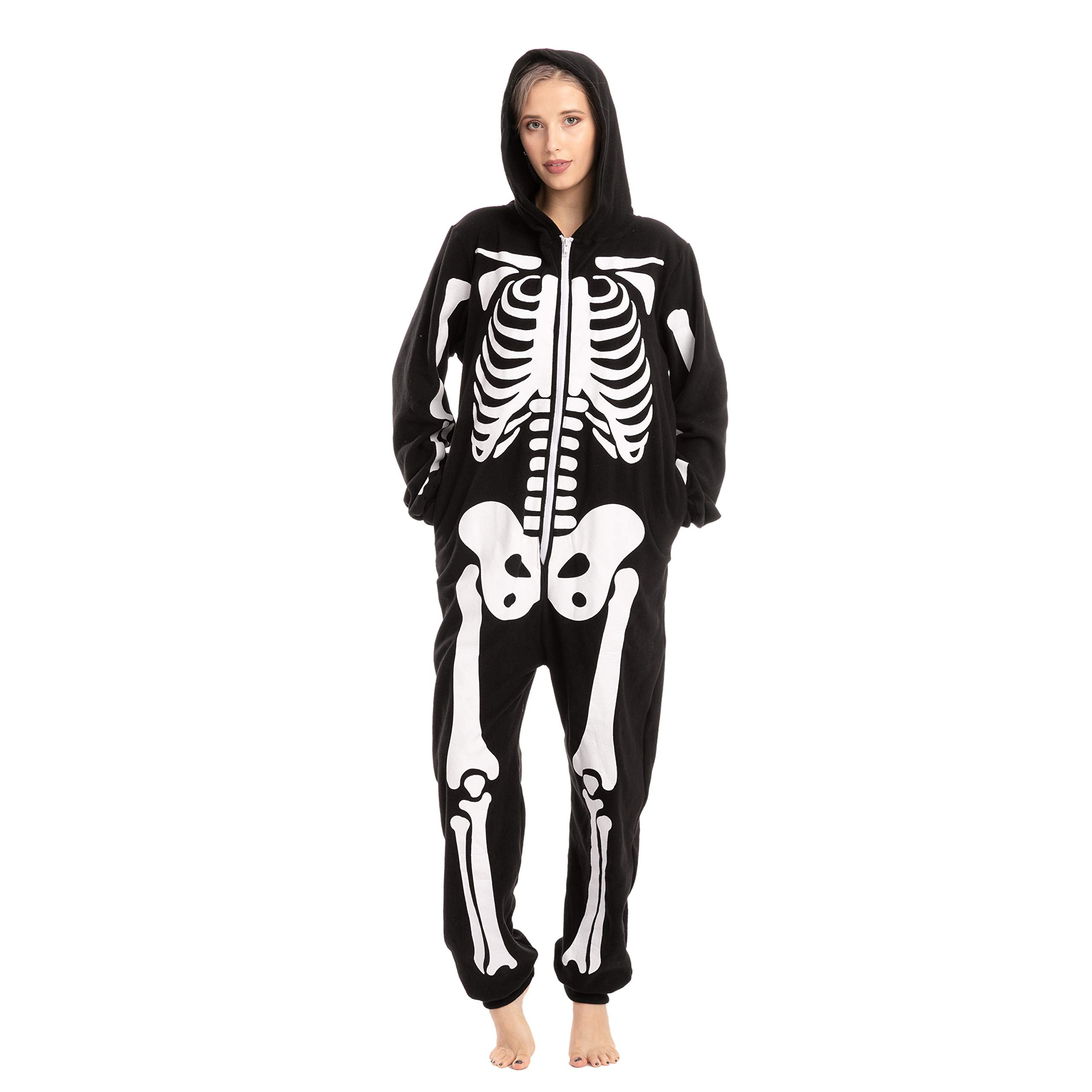 Spooktacular Creations Unisex Skeleton Pajama Plush Skeleton Jumpsuit ...