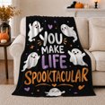 thumbnail image 1 of Spooktacular Ghost Quote Happy Cartoon Ghosts Fun Playful, Festive Halloween Scene, Warm Flannel Blanket for Living Room and Reading Nook, Art Lovers Halloween Gift, Festive Home Decor, 1 of 9