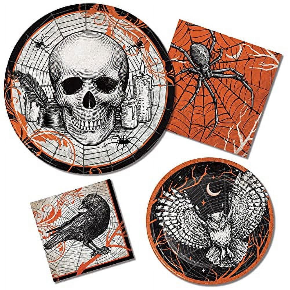 Spooktacular Halloween Party Supplies Bundle Includes Paper Plates and Napkins for 8 People Spooky Symbols Design Walmart