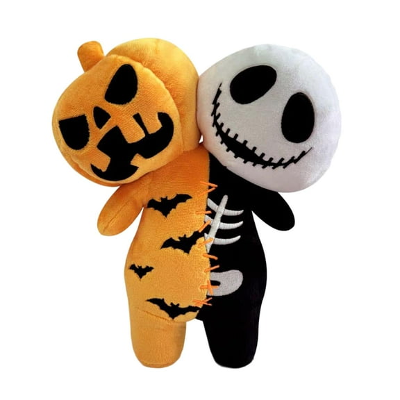 Spooktacular Reversible Glow Plush Pumpkin & Skeleton Buddy 9.8" Ultra-Soft Halloween Stuffed Animal Scary Plushies for Decor, Gifts & Movie Nights