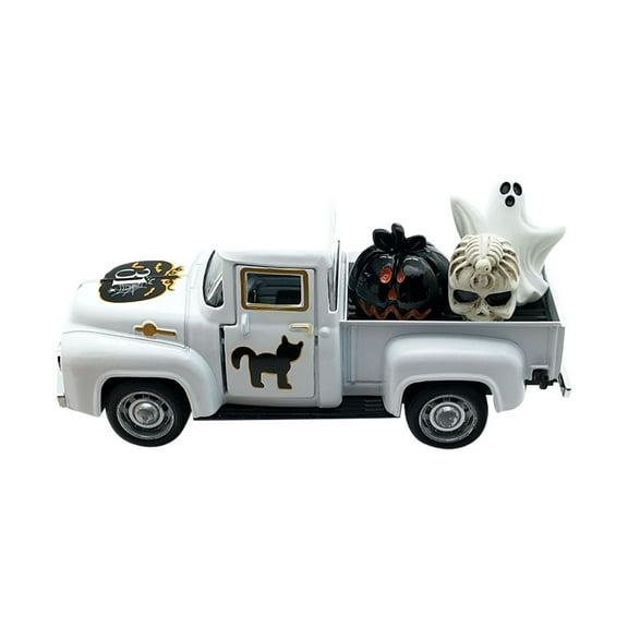 Spooktacular Vintage Truck Coffee Bar Decor - Halloween Mini Truck with 3 Pumpkin Decorations for Coffee Station, Kitchen Counter, Layered Trays & Fall Home Decor