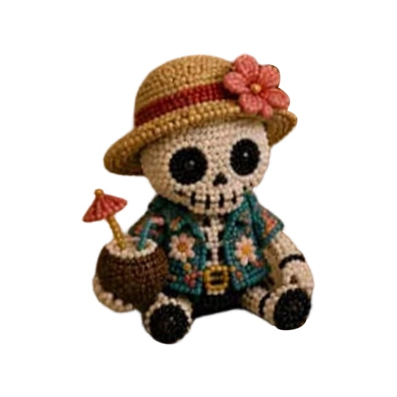 Spooky 3D Beaded Skeleton DIY Kit - 4 Unique Halloween Figurines (Pirate, Tropical, Flower) , Complete Craft Set with Beads, Thread & Instructions, Gothic Home Decor, Gift for Crafters