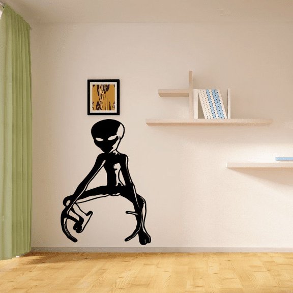 Spooky Alien Lifting Shaded Decal - 36 Inches