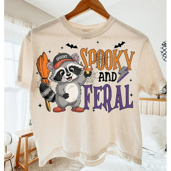 Spooky And Feral Raccoon T-Shirt, Halloween T-Shirt, Funny Raccoon Halloween T-Shirt, Creepy Cute Raccoon T-Shirt, Raccoon T-Shirt, Halloween T-Shirt