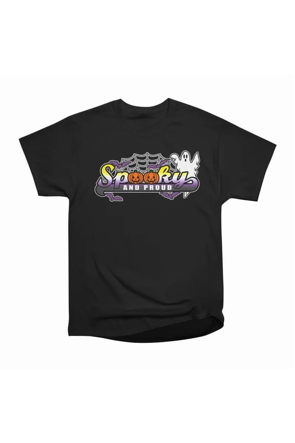 Spooky And Proud Nonbinary Pride T-Shirt Tee Gift For Him Merch For Her Apparel For Friend