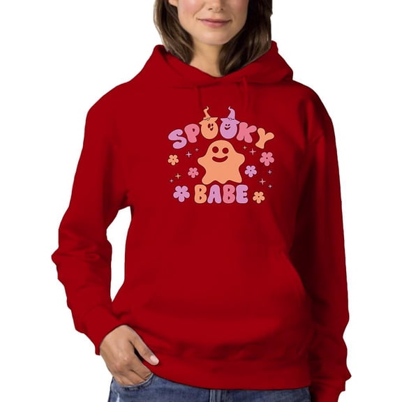 Spooky Babe Retro Style Hoodie Women - Women Hoodie, Red, 5XL