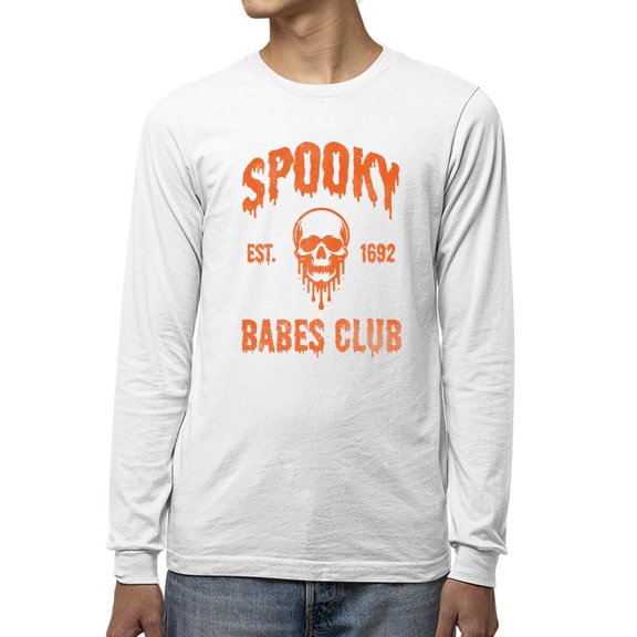 Spooky Babes Club Halloween Skull Graphic - Men's Long Sleeve