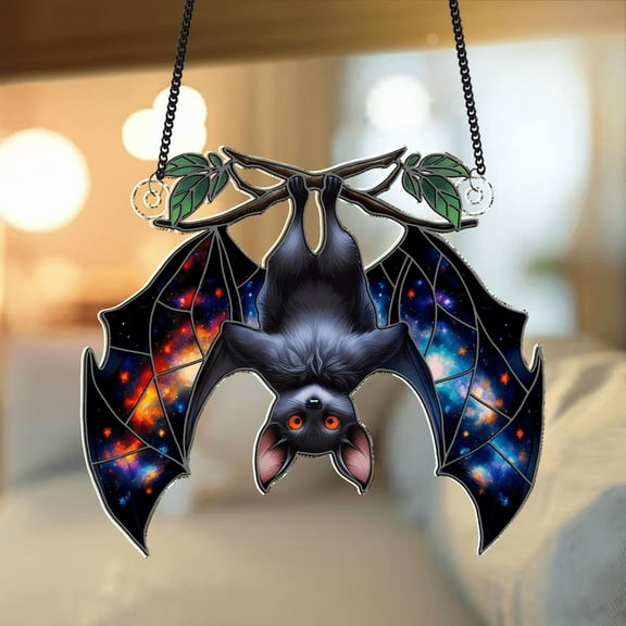 Spooky Bat Acrylic Suncatcher, Gothic Halloween Window Hanging Decor