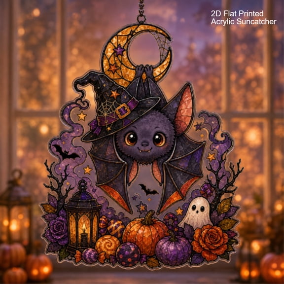 Spooky Bat Halloween Acrylic Suncatcher Window Hanging for Fall Decor Lovers