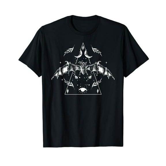 Spooky Bat Shirt Alternative Witch Magic Graphic Tee Goth T-Shirt for Men Women Cotton Summer Top Tee