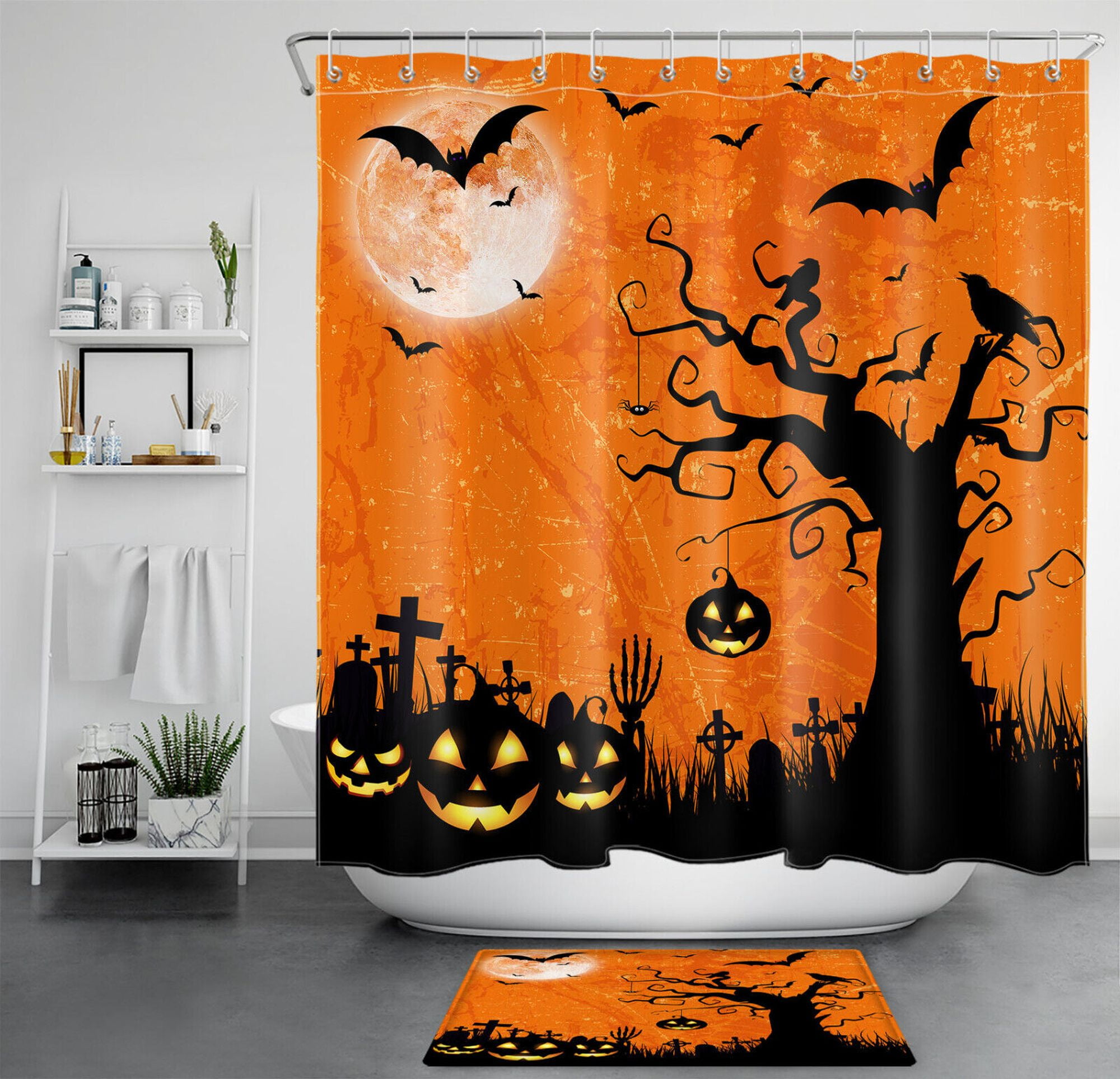 Spooky Bath: Halloween Shower Curtain and Bathroom Set - Walmart.com