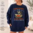thumbnail image 1 of Spooky Biscuits Club Cat Graphic Crewneck Cat Lovers Fleece Sweatshirt, 1 of 6