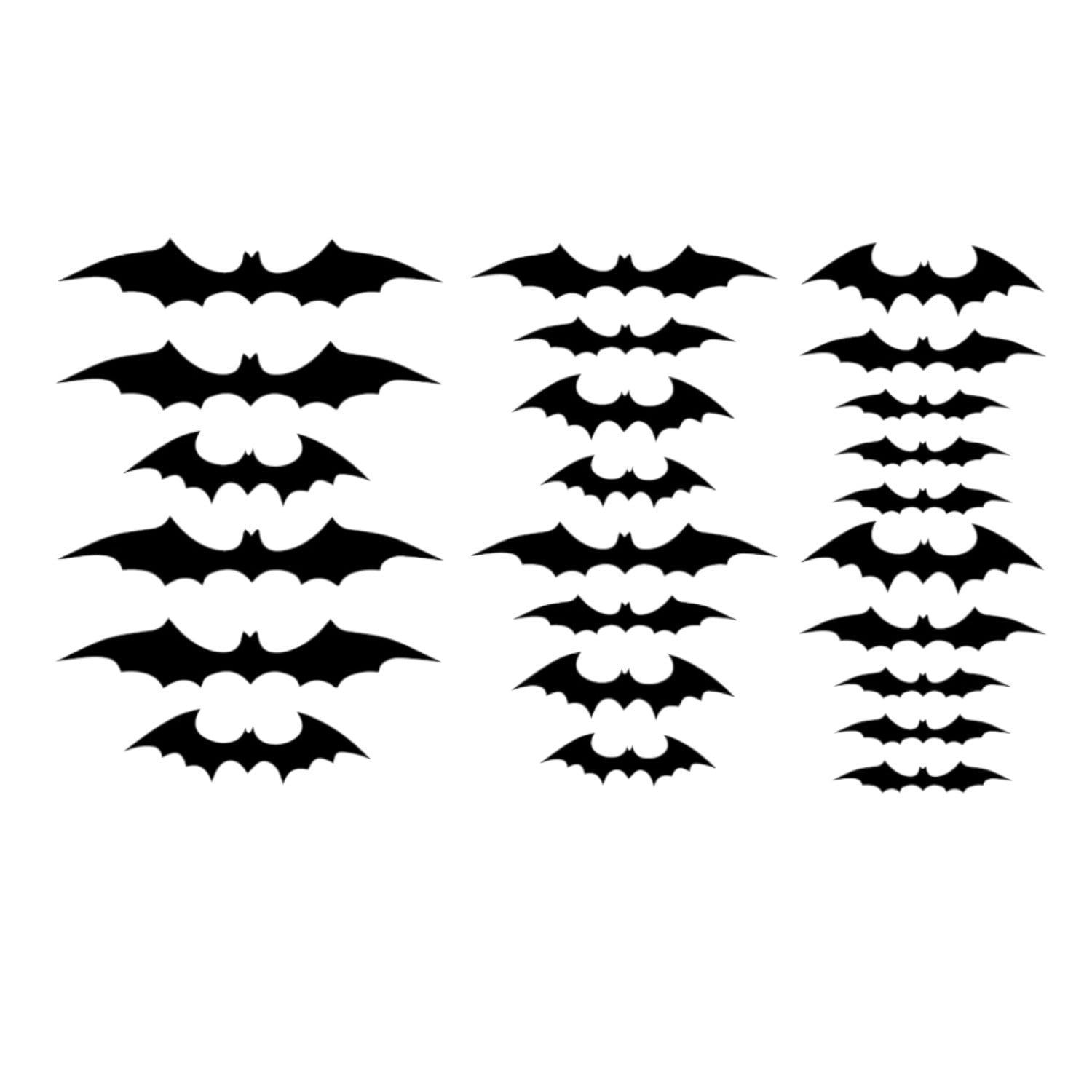 Spooky Black Halloween Bats Stickers - 24 Pack - Wall Art Vinyl Decal ...