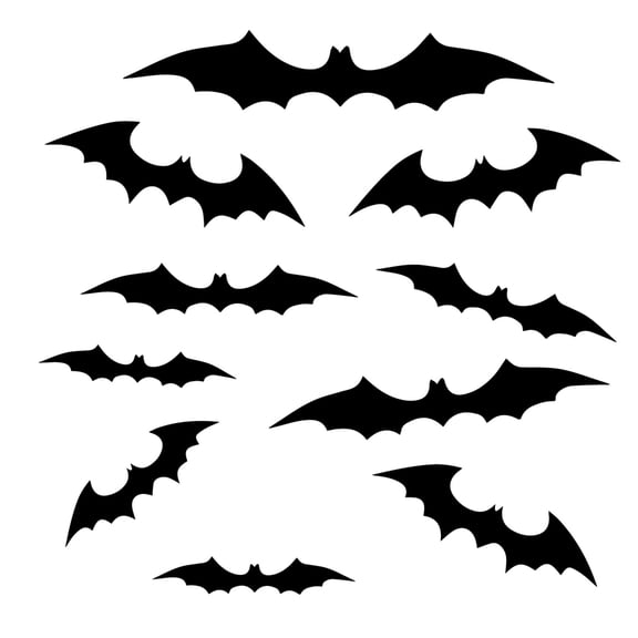 Spooky Black Halloween Wall Art Vinyl Decal Bats Sticker - 12 Pack