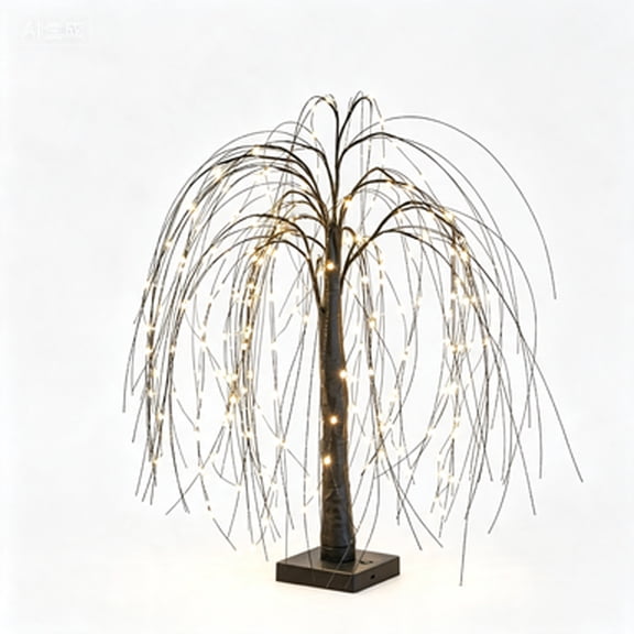 Spooky Black Lighted Halloween Willow Tree, LED Weeping Branches for Party Decor, 19.0 Inch, 1 Pc