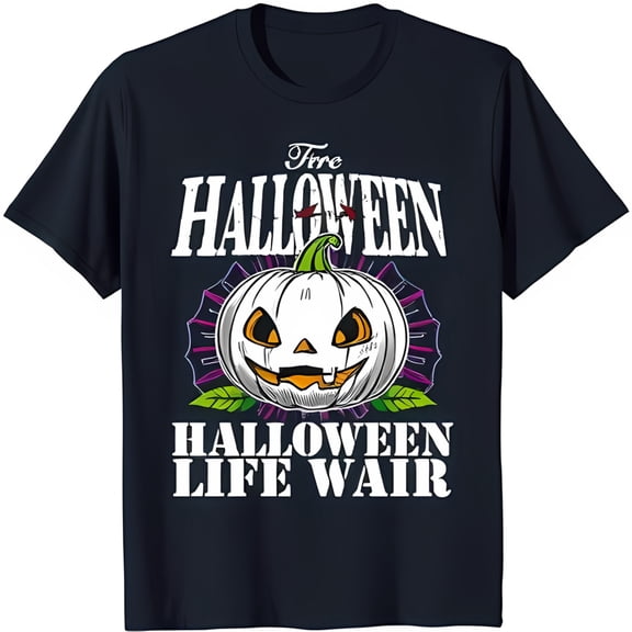 Spooky Black T-Shirt with Pumpkin Graphic & Halloween Text