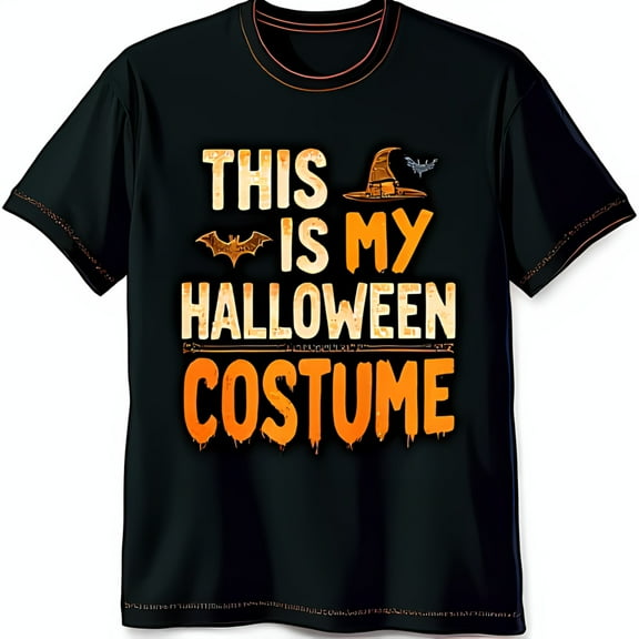 Spooky Black T-Shirt with This is my Halloween Graphic & Witch Hat