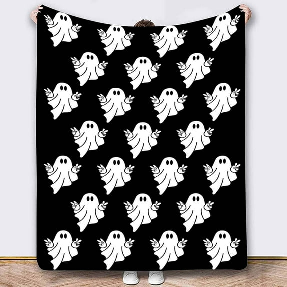 Spooky Blanket Halloween Throw Blankets Gift for Your, Ghost Blanket Plush Soft Fleece Flannel for Lap Chair Halloween Decor 100*130"