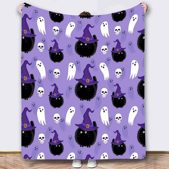 Spooky Blanket Halloween Throw Blankets Gift for Your, Ghost Blanket Plush Soft Fleece Flannel for Lap Chair Halloween Decor 100*130"