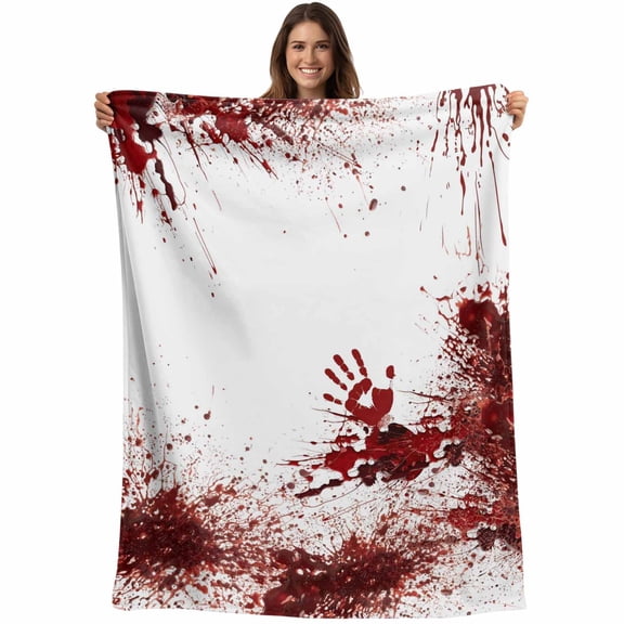 Spooky Blood Hand Halloween Throw Blankets, Horror Scary Zombie Themed Soft Fleece Blanket Decorative for Home Sofa Couch Chair Living Bedroom, 40x50 inches,