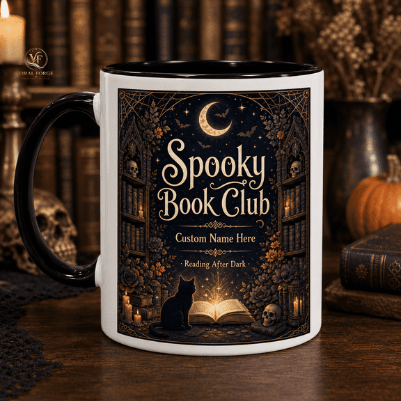 Spooky Book Club Mug Personalized Reading After Dark Gift for Book Lovers