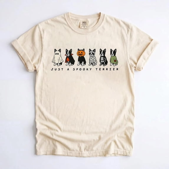Spooky Boston Terrier T-Shirt, Cute Halloween Dog Graphic, Fall Pet Lover Tee