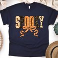thumbnail image 1 of Spooky Bow Halloween Orange Letter Graphic T-Shirt, Navy, Size XL, 1 of 6