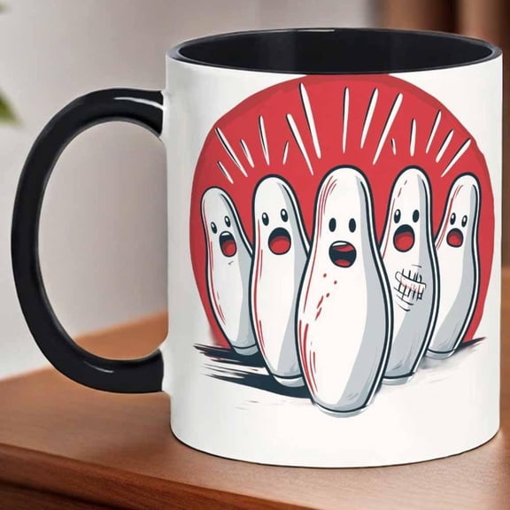 Spooky Bowling Pin Ghosts 1pc 11oz Reusable Coffee Mug A Great Choice Mother s Day Father s Day Easter Halloween Thanksgiving Christmas Home Use