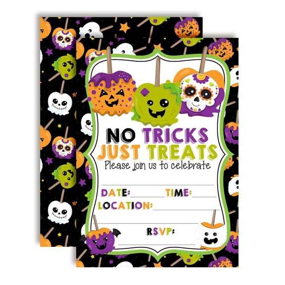 Spooky Candy Apple Halloween Invitations
