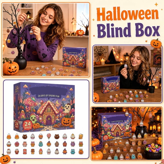 Spooky Candy Halloween Advent Calendar 2026, 24-Day Sweet Surprise Mystery Box with 24 2D Acrylic Hanging Ornaments, Holiday Countdown Decorations for Trees Walls Tables and Home Display
