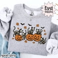 thumbnail image 1 of Spooky Cat Skeleton Halloween Sweatshirt – Cute Pumpkin & Black Cat Graphic Pullover for Fall Season Lovers, 1 of 6