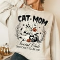 thumbnail image 1 of Spooky Cat Social Club Sweatshirt, Halloween Black Cat Mama Pullover, Funny Ghost Cat Fall Sweater for Women, 1 of 5
