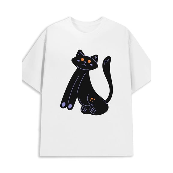 Spooky Cat Tee 180G 100% Cotton 180G 100% Cotton mens funny gifts pack white Basic Unisex Shirt Cotton tshirts Retro Unisex Shirt Printed tshirts Original Unisex Shirt Graphic tshirts Halloween gifts