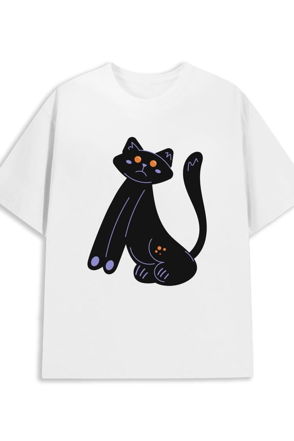 Spooky Cat Tee 180G 100% Cotton 180G 100% Cotton mens funny gifts pack white Basic Unisex Shirt Cotton tshirts Retro Unisex Shirt Printed tshirts Original Unisex Shirt Graphic tshirts Halloween gifts