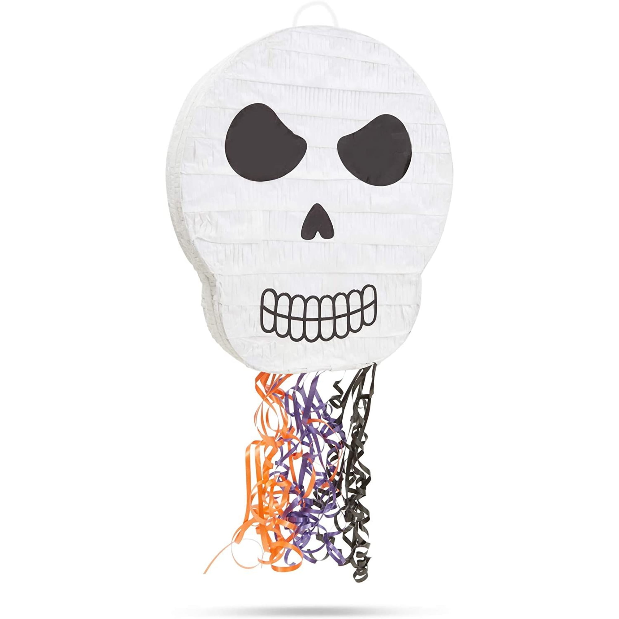 Spooky Central Small Day of the Dead Piata for Halloween Party Supplies, Carnival Festival and Dia de los Muertos Decoration, Pull String, Halloween Pinata, Small Skull Pinata (13 x 15 x 3 In)